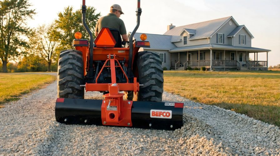 Rear blade leveling gravel road